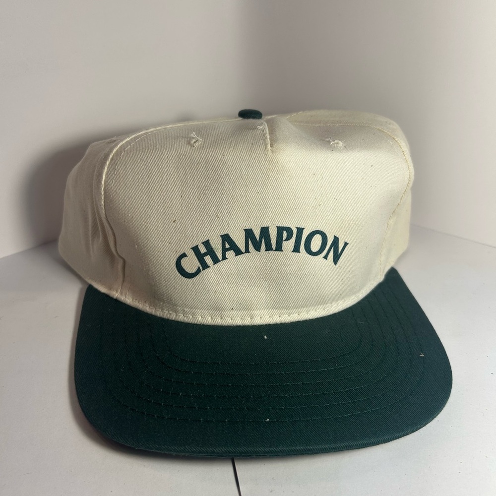 Champion Off-White and Dark Green Cap